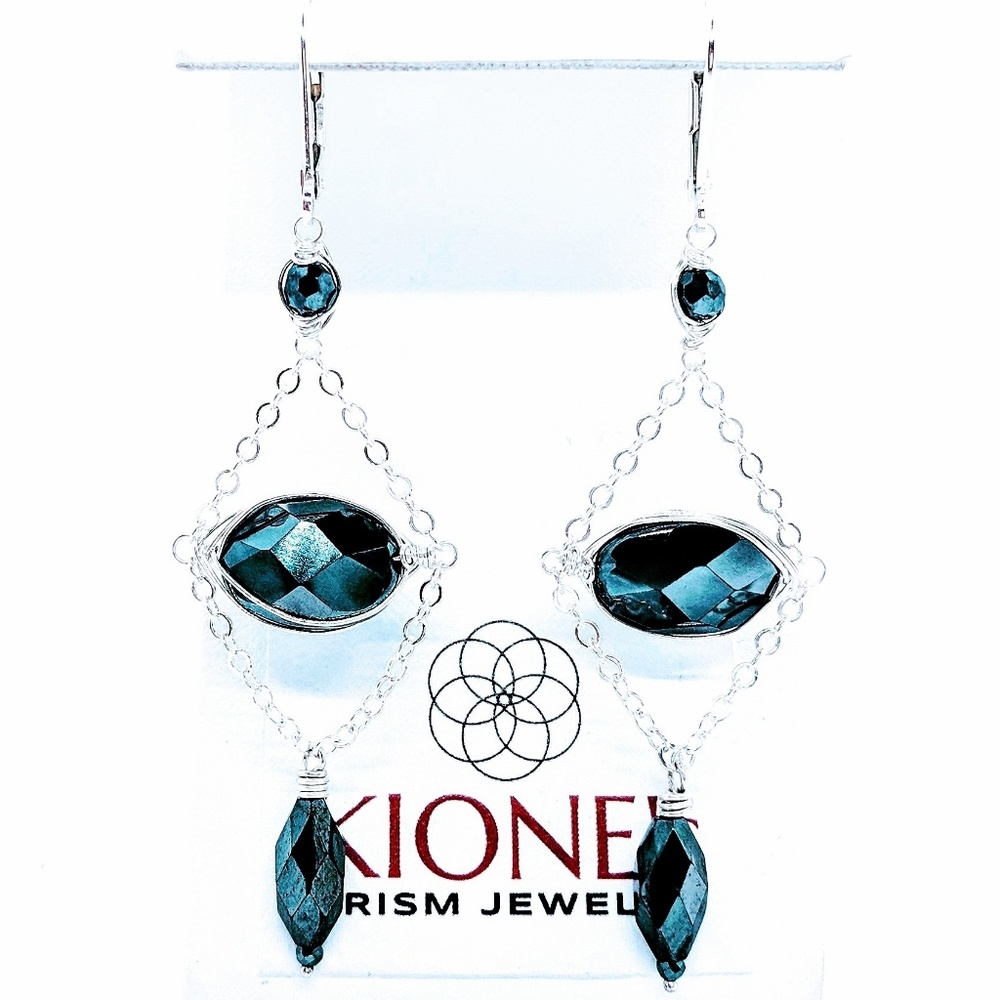 Hematite, magnetite & 92.5 sterling earrings $65
